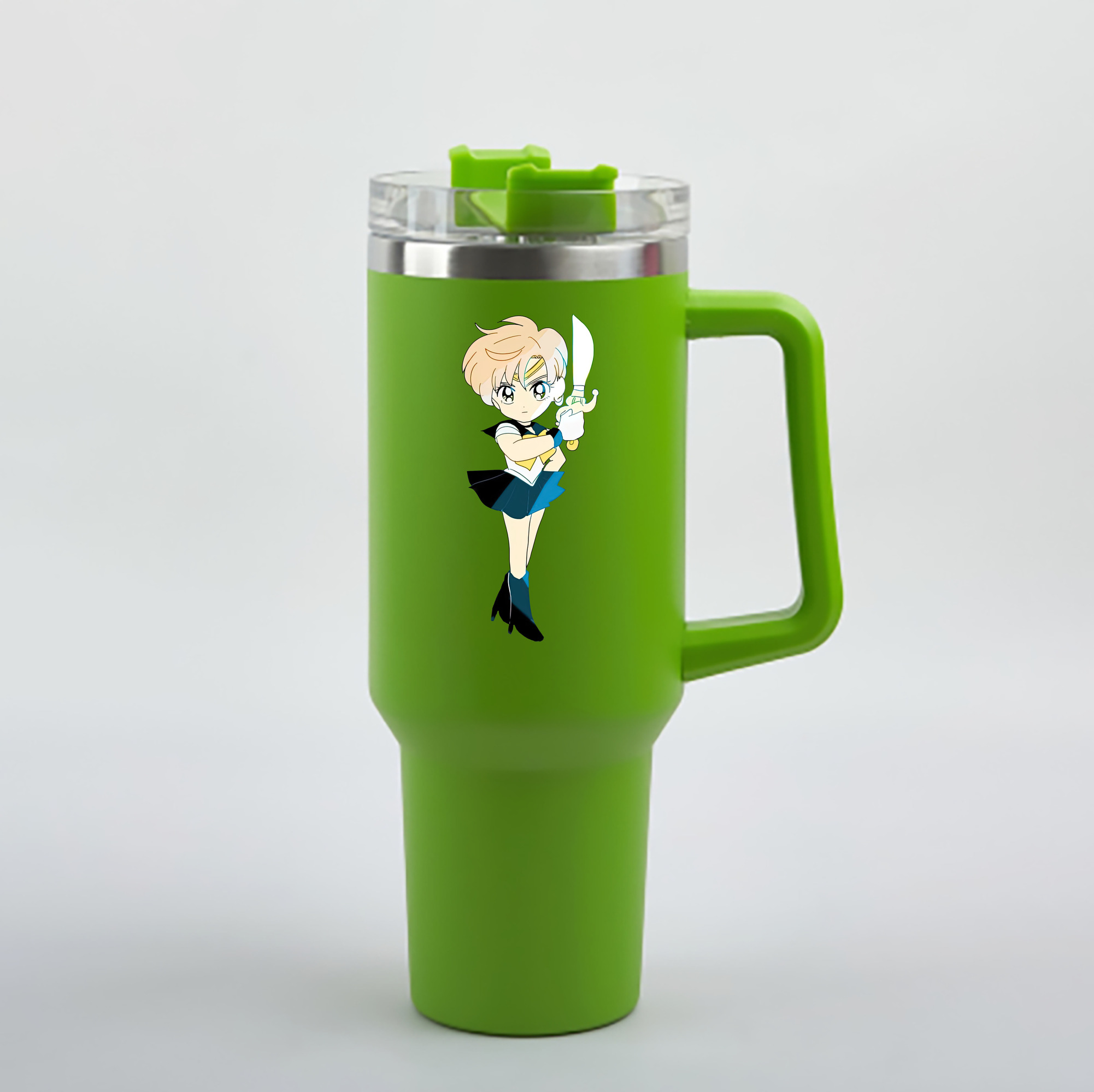 （画像用） 美少女戦士セーラームーン 天王はるか Sailor Moon Tenoh Haruka 1200mL車用タンブラー - クリスタルステッカー（プラスチックストロー付き）